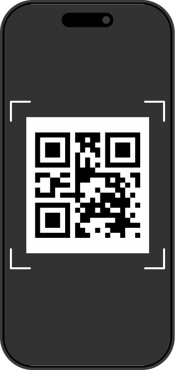 Lo smartphone mostra un QR code da scansionare.