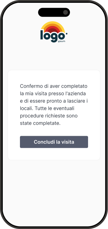 Lo smartphone mostra un form di conferma dell'uscita.
