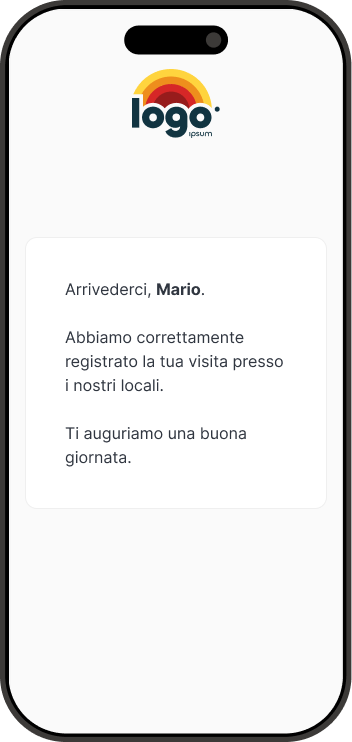 Lo smartphone mostra un messaggio di conferma dell'uscita.